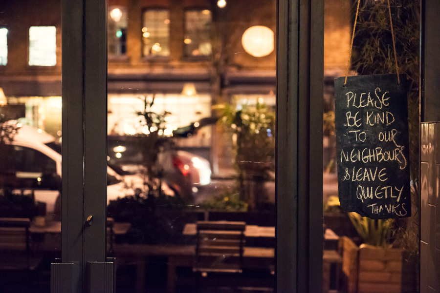 door sign leave quietly at the Artisan of Clerkenwell
