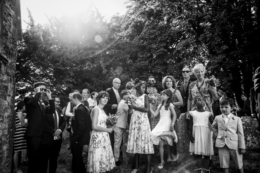 candid group wedding photo
