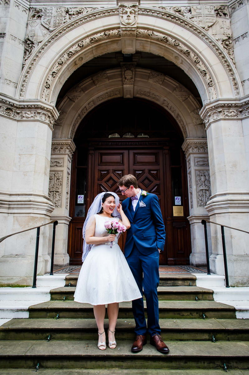 Newly Weds on the steps of Croydon Old Town Hall