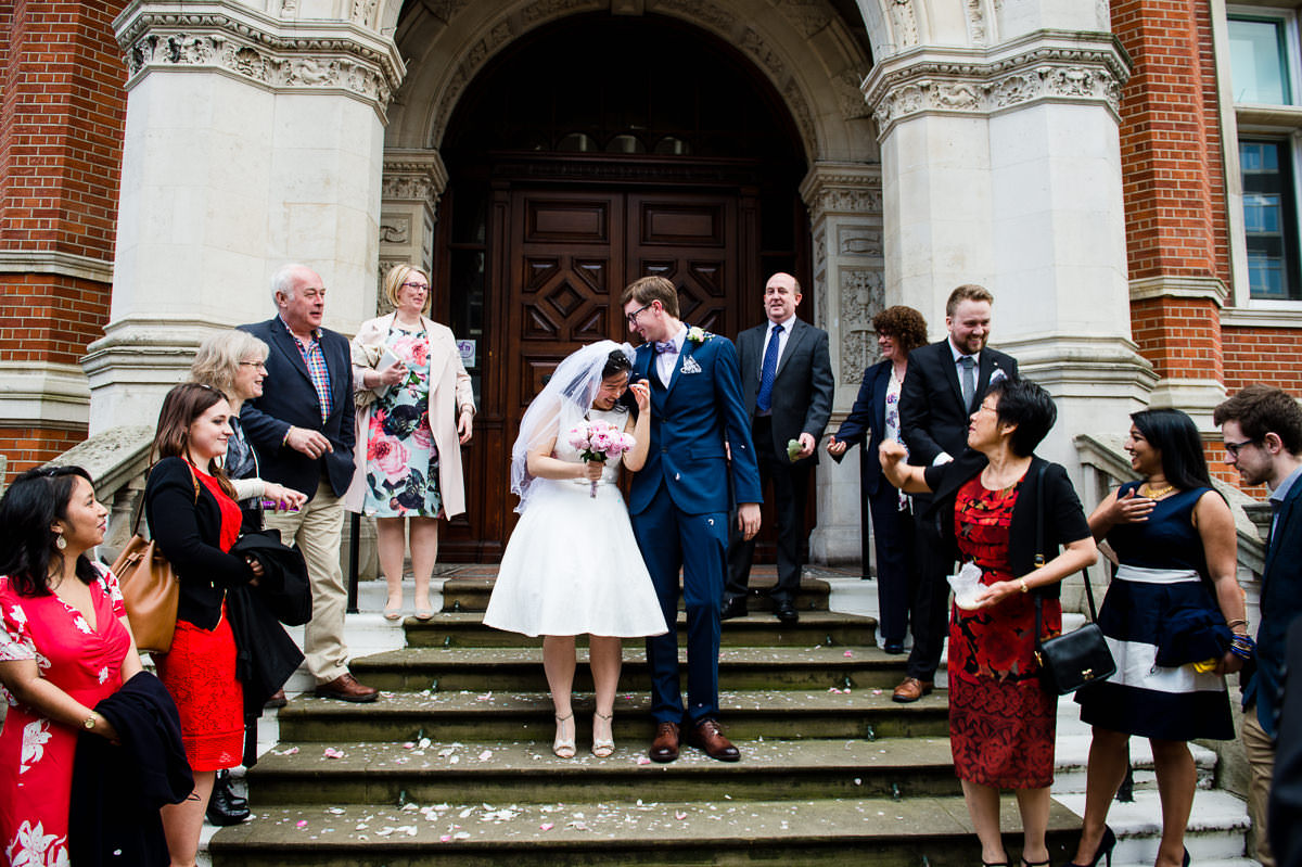 Bride and Groom at Croydon Registry office for their wedding