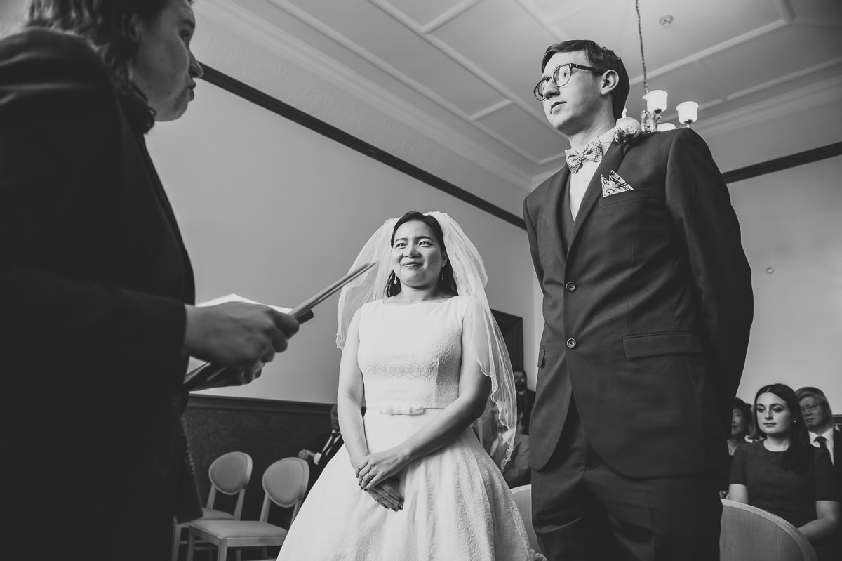 Bride and Groom in Croydon Registry office for their wedding