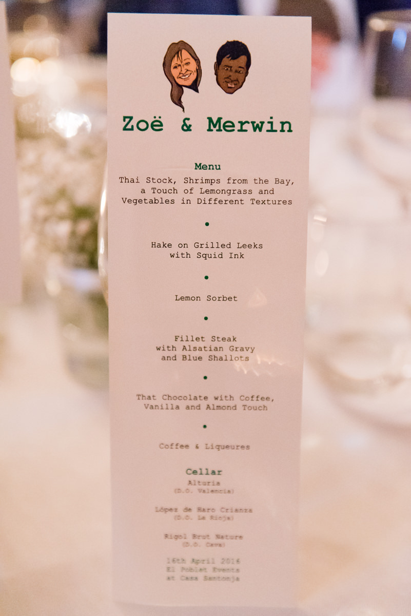 Spanish wedding dinner menu