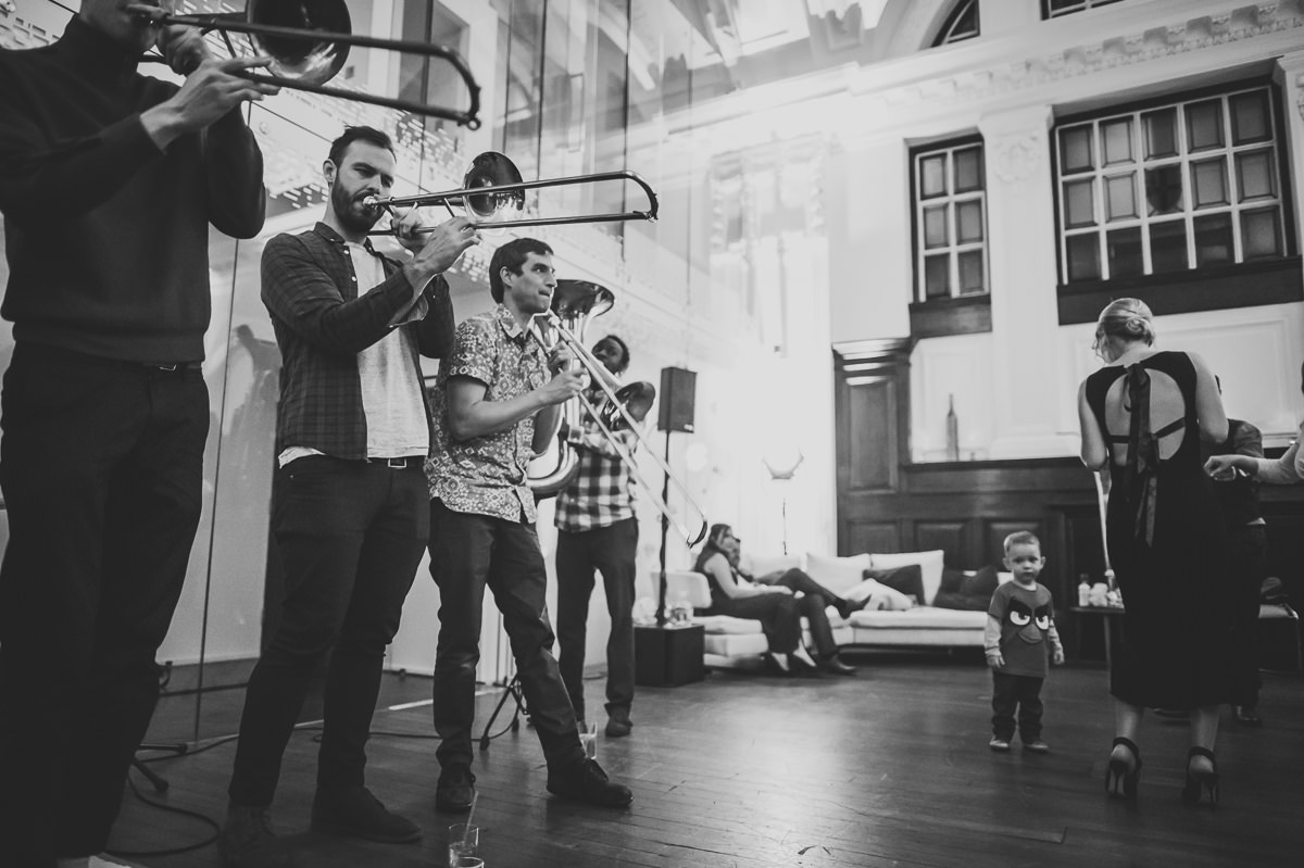 Wedding band playing music at wedding party