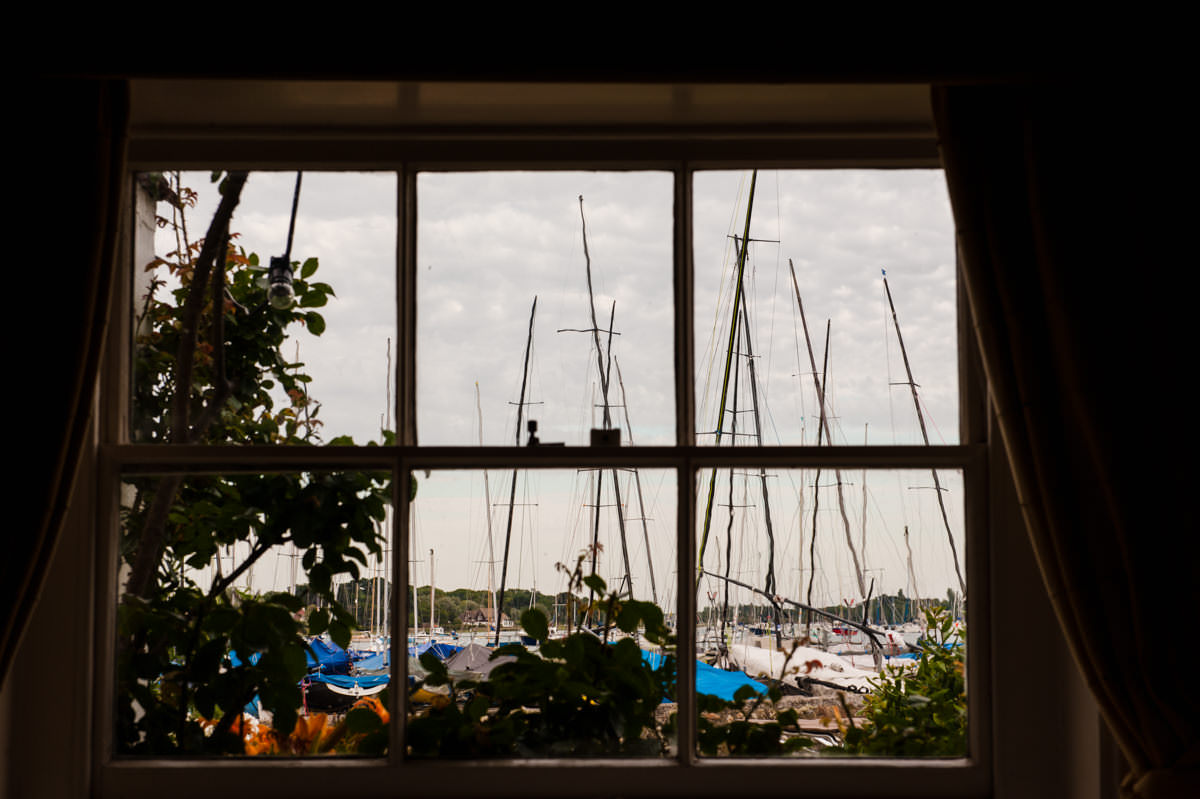 View from the dinning room onto the harbour at Itchenor Sailing Club
