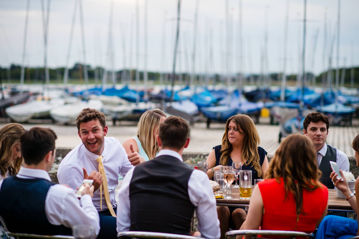Wedding guests at Itchenor Sailing Club