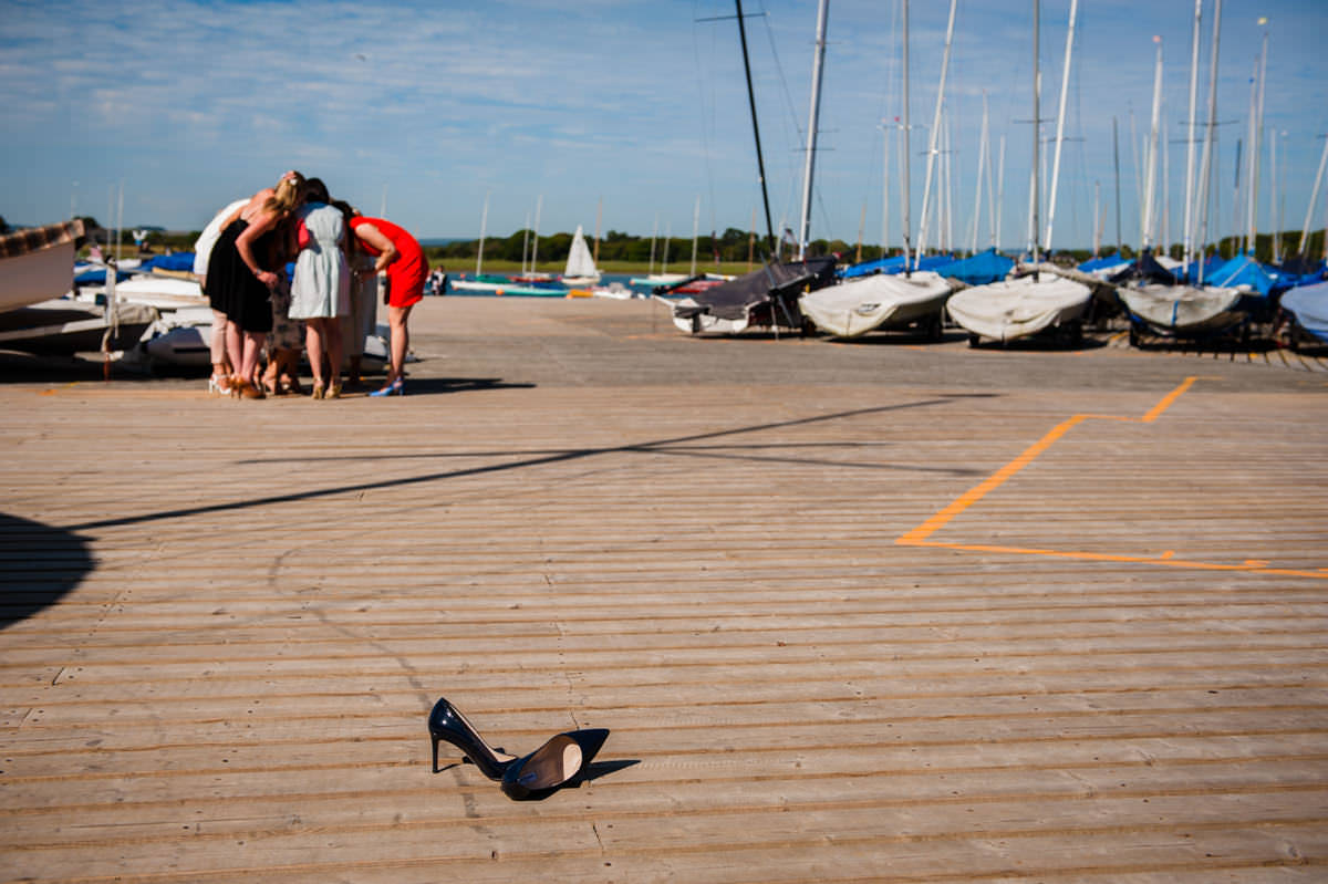 Guests taking selfies at Itchenor Sailing Club wedding