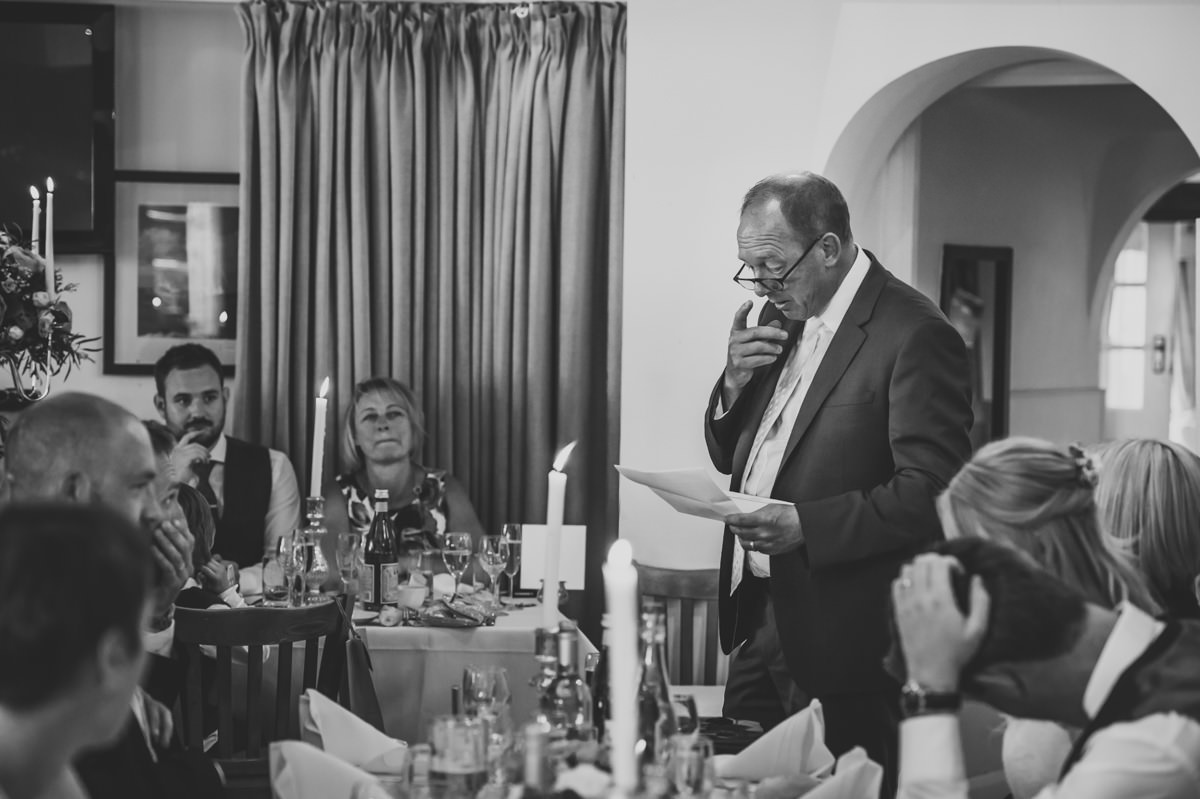 Father of the Bride giving his speech at Itchenor Sailing Club wedding