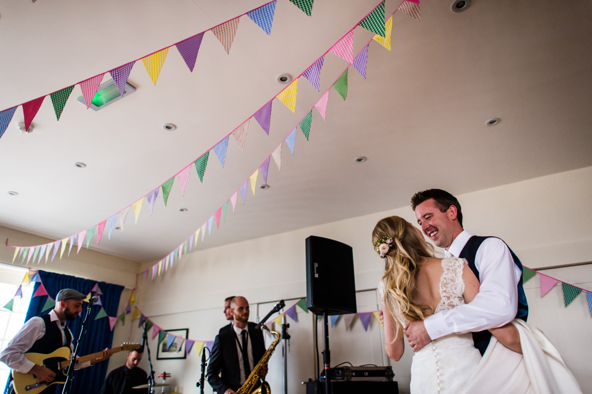 Bride and Groom having their first dance at Itchenor Sailing Club wedding