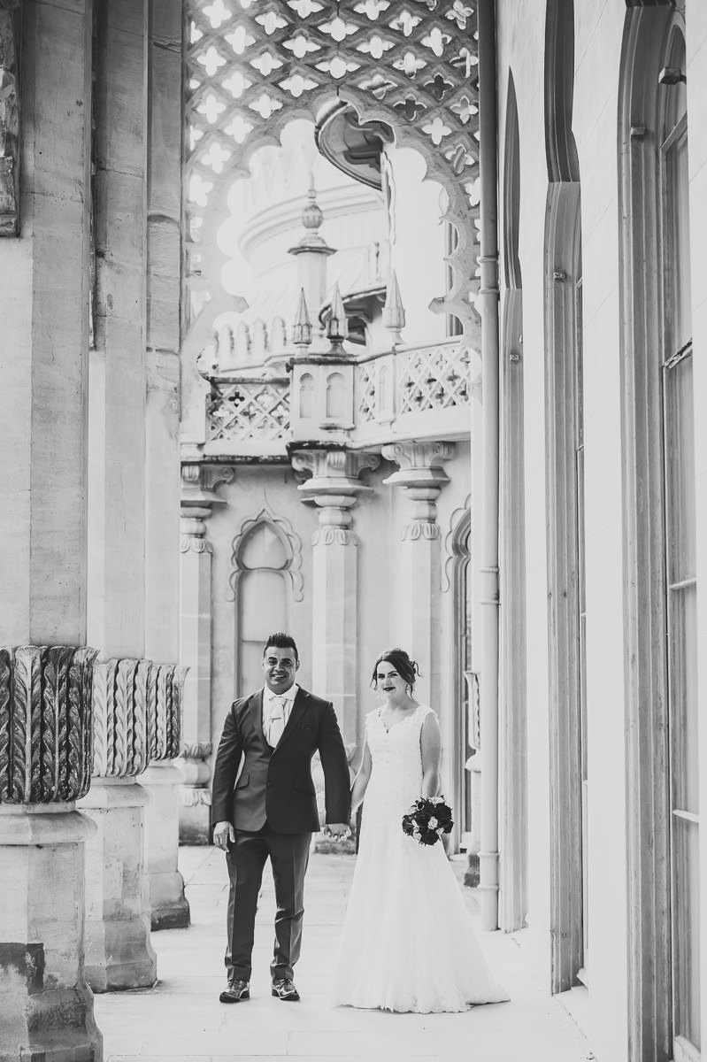 Bride and Groom on the Kings Terrace at the Royal Pavilion in Brighton 