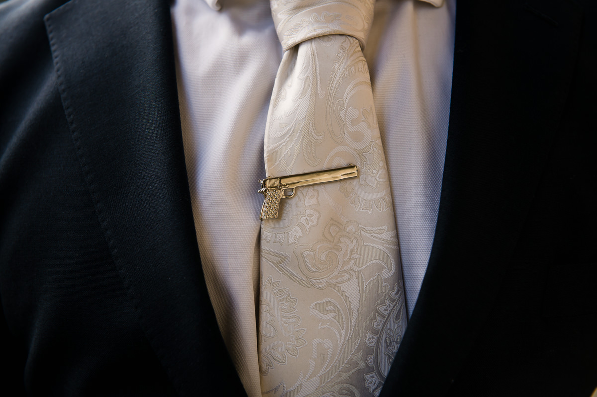Groom's tie pin details 