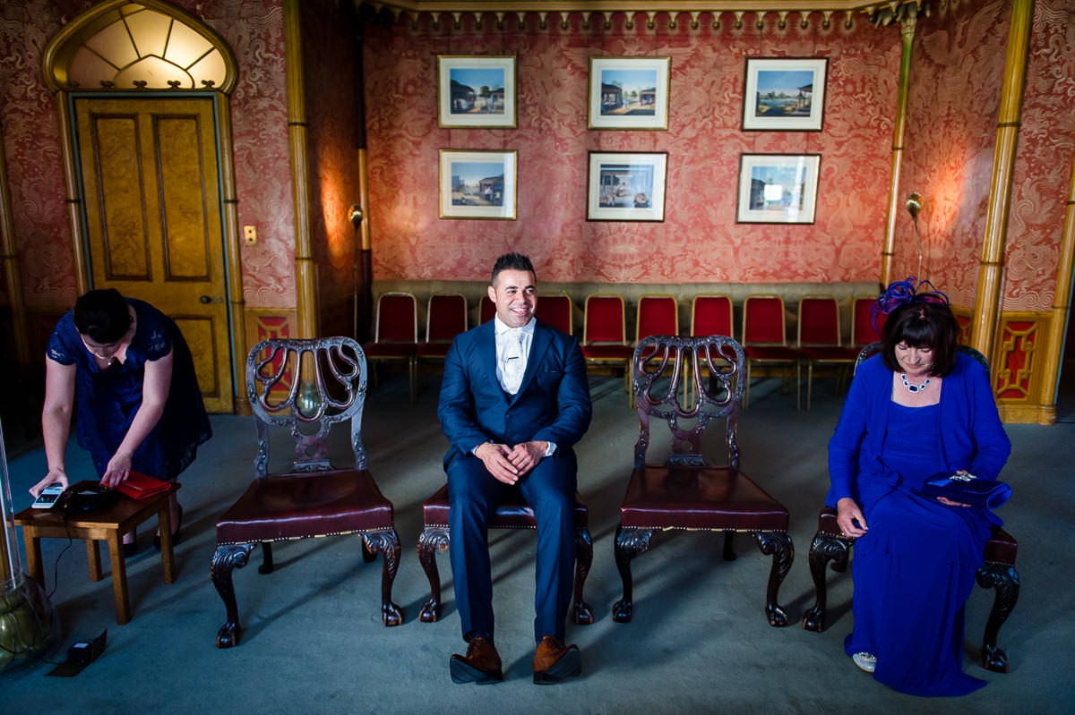 Guests ready for a wedding at the royal pavilion