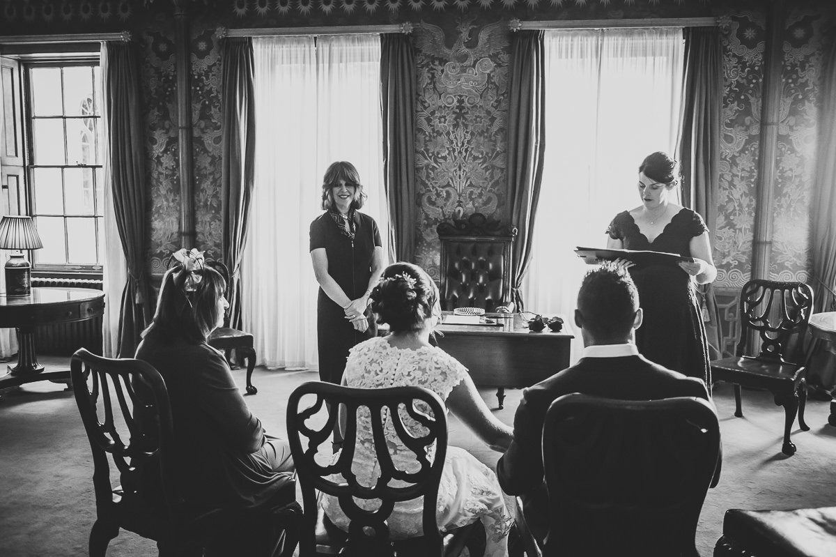 Bride's sister giving a wedding blessing at their wedding