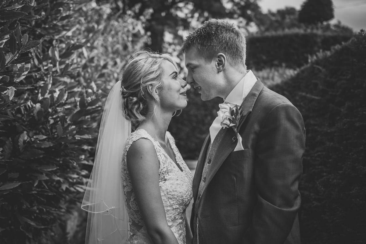Bride & Groom photo in the garden of Arley hall