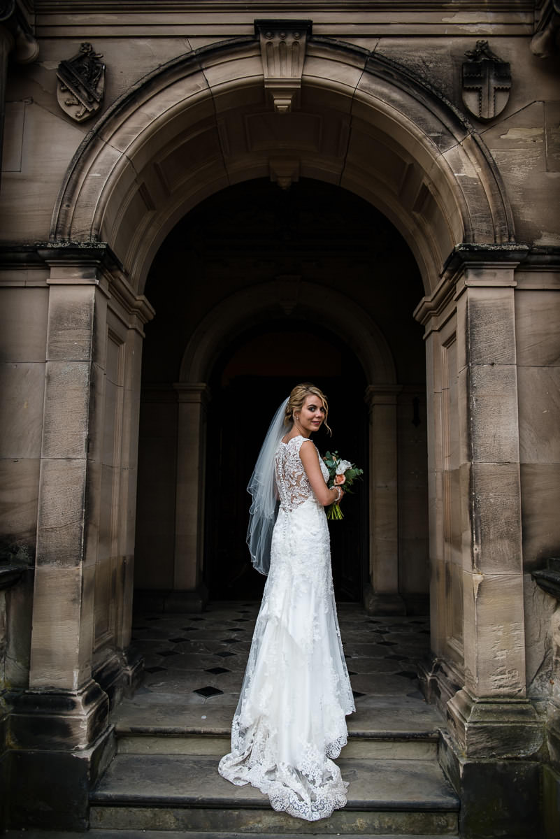 Bride in the doorway of Arley Hall